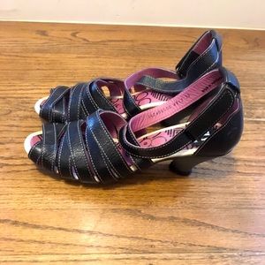 Fly London, black strappy heels, size EU 39, made in Portugal